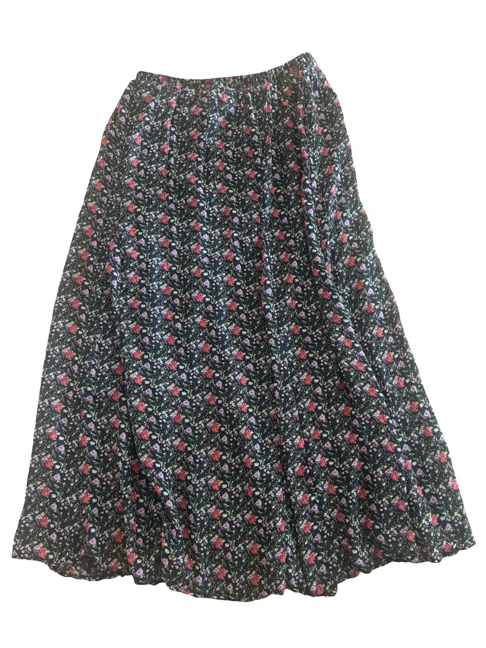 Apostrophe Black A-Line Maxi Floral Chiffon Cottagecore Boho 90’s skirt Large - Picture 4 of 7
